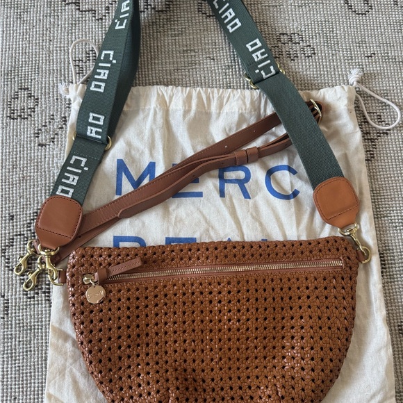 Clare V Tan Rattan Grande Fanny. Green Ciao strap NOT included. - Picture 3 of 5